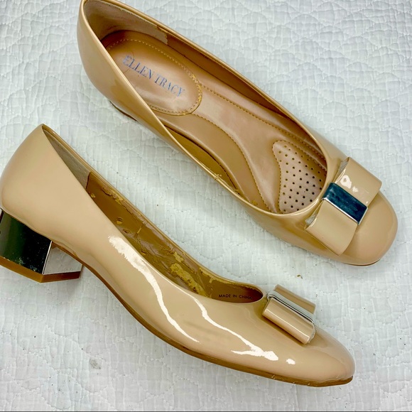 Ellen Tracy Shoes - Ellen Tracy Ballet flats with silver heel size 9.5 Patent Leather - Pansy